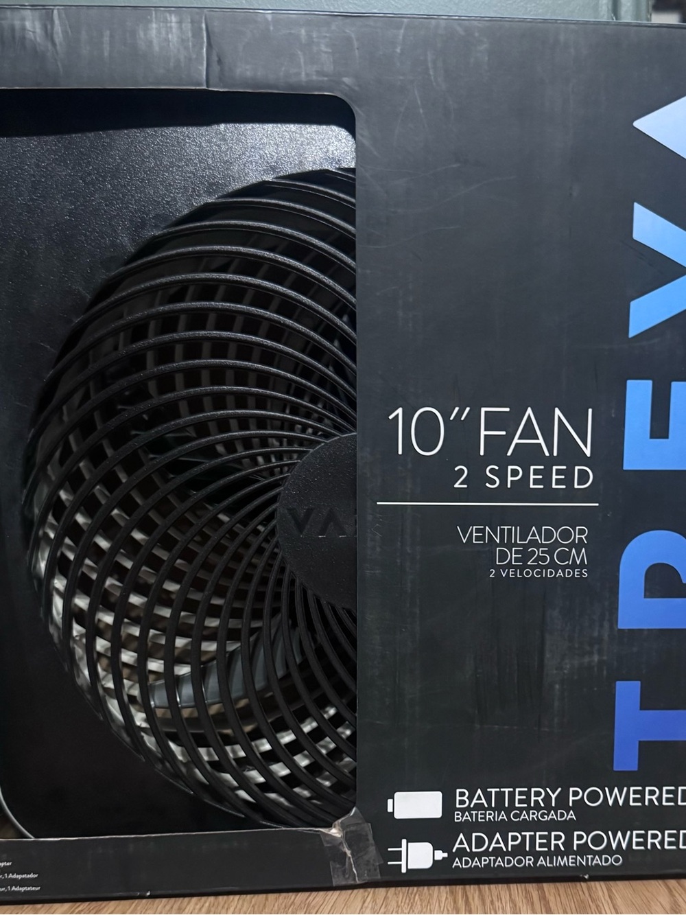 10" Black 2-Speed Portable Fan – Battery & Adapter Powered